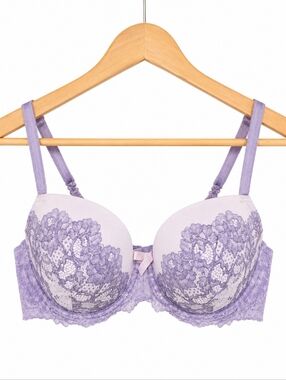 Victoria’s Secret Lace Push-Up Bra Lavender Purple 34DD Underwire Padded